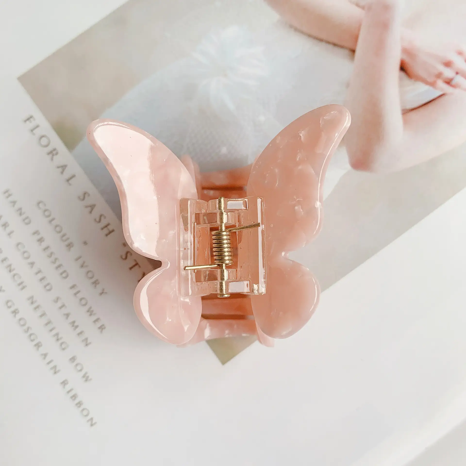 Girls Ins Acetate Butterfly Colorful Grab Clip