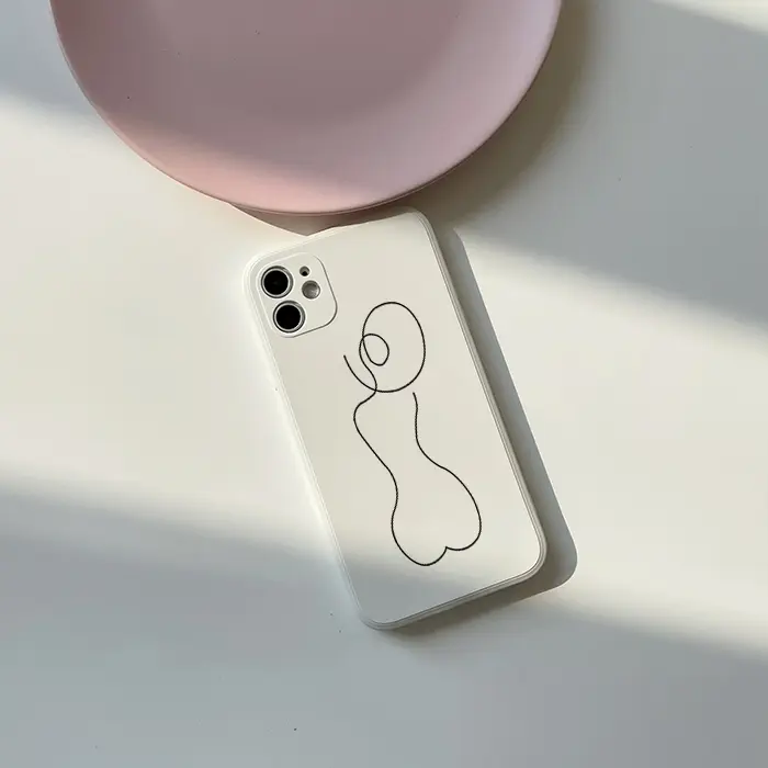 Line Phone Case Lens All-inclusive Liquid Silicone Protective Cover Personalized
