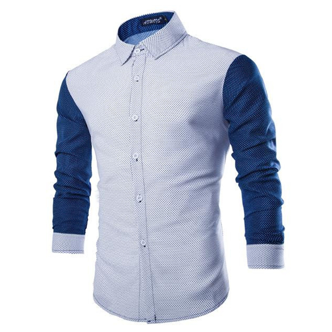 Shopkeeper Style New Fashion Polka Dot Printing Men's Shirt British Color Matching Long-sleeved Shirt Wholesale Y095