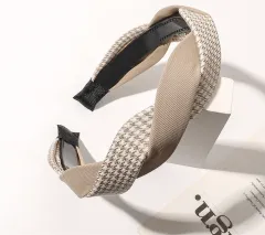 Curry Cross Hair Band Fashionable And Versatile - Thousand Birds Check Beige - View 1
