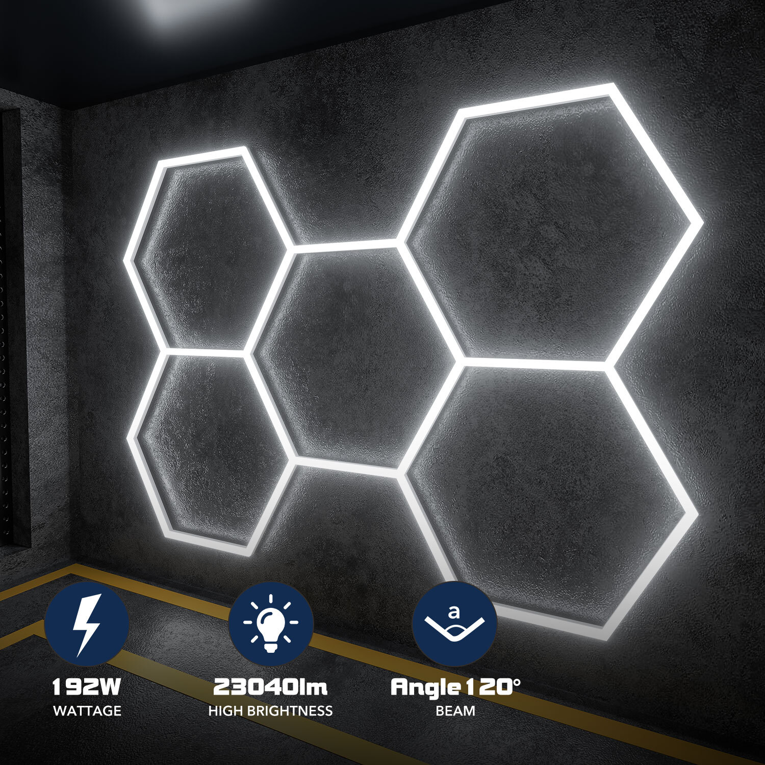 5 Hex Hexagon LED Lighting Car Detail Retail Garage Workshop Home Gym Wall Light