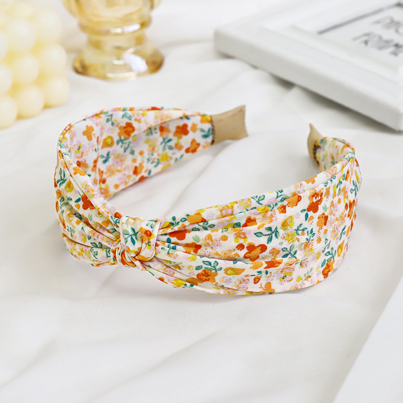 Fashion Printing Fabric Headwear Headband Trend Floral Orange - Shop at LoveMi