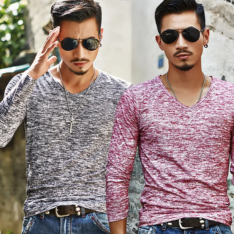 Long Sleeve T-Shirt Men Spring Autumn Fashion Round-Neck Slim