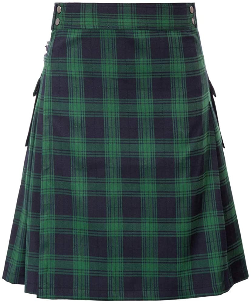 Skirt Men's Plaid Contrast Pleated Green - Shop at LoveMi