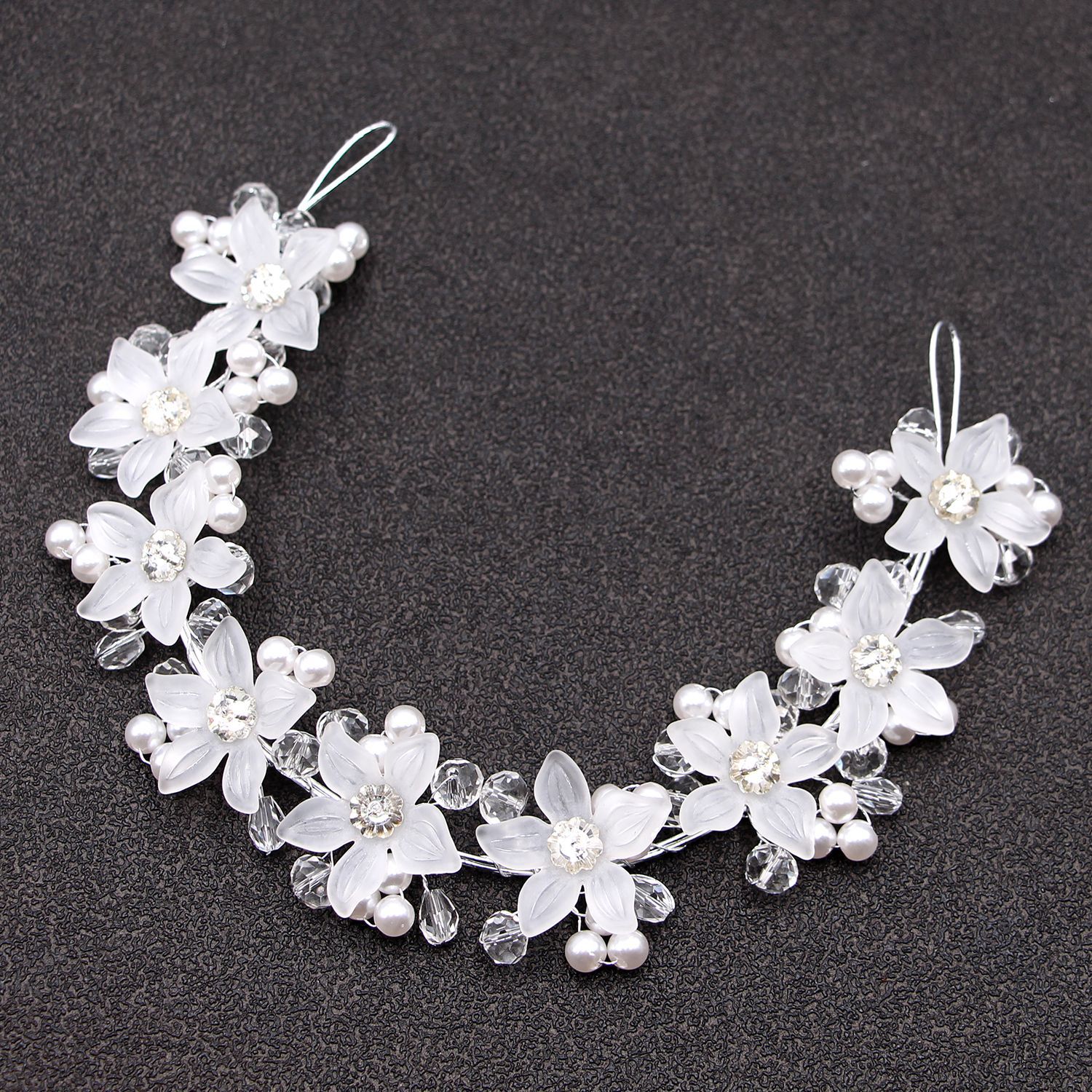 Bridal Wedding Pearl Band Diamond Hair Band White - Shop at LoveMi