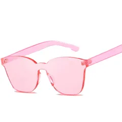 Fashion Candy Color Thick Metal Sunglasses - Pink - View 1