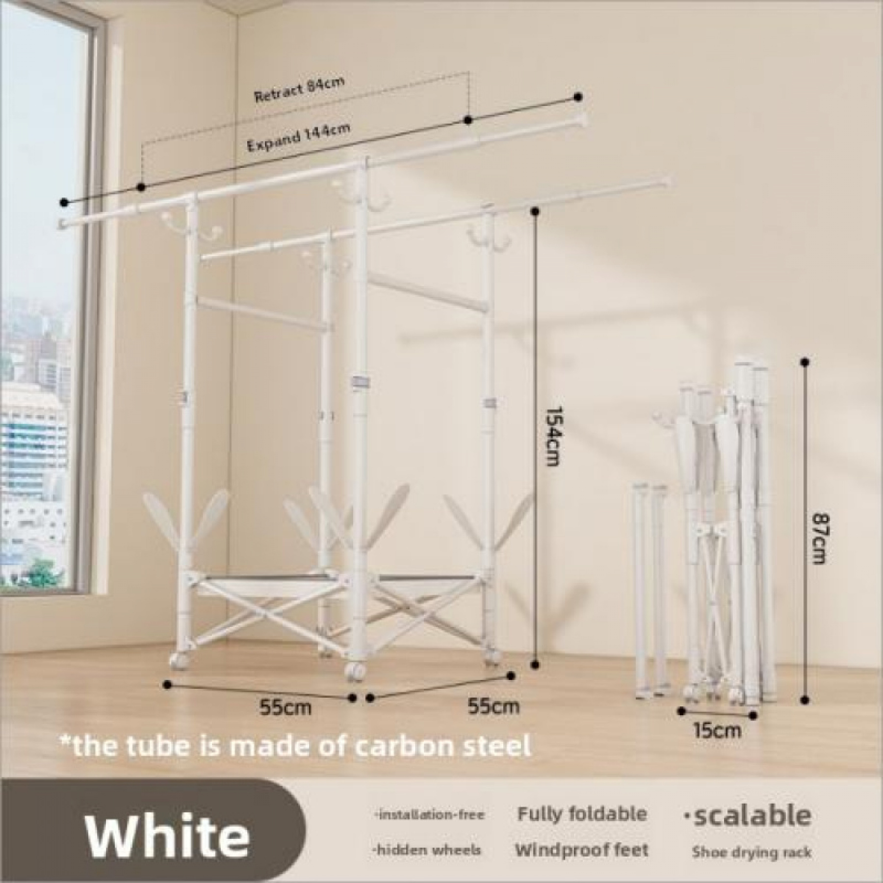 DL11J-SG202605 Dual Rod Storage Grid - Shoe Hanger - Coat Hook - Crossbar White---Only Self Pickup