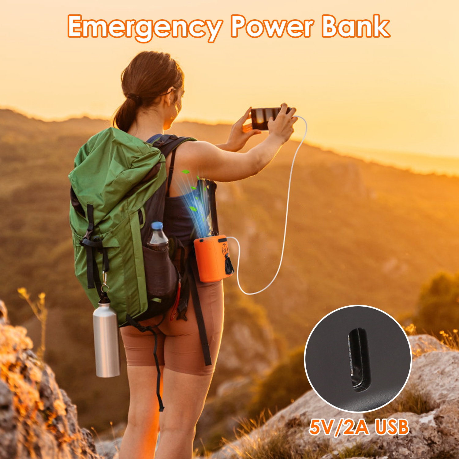 1Pc 5 In 1 Portable Waist Clip Fan With 5 Speeds Flashlight 1WmAh Battery Operated Personal Wearable Turbo Belt Fan Hands-Free Neck Fan For Camping Travel Job Site — foto 3