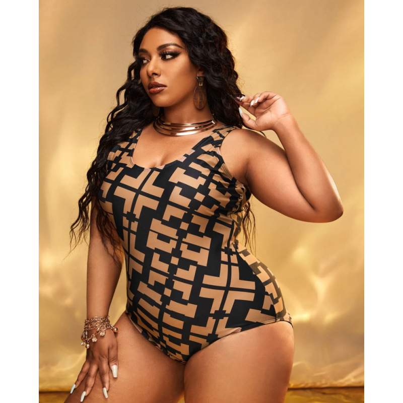 Women's Fashion Graphics Patchwork Print Bikini One-piece Swimsuit - Image 3