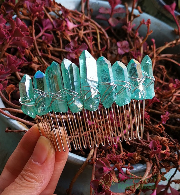 Crystal Hair Comb Bridal Accessories Colorful Green Colorful Green - Shop at LoveMi