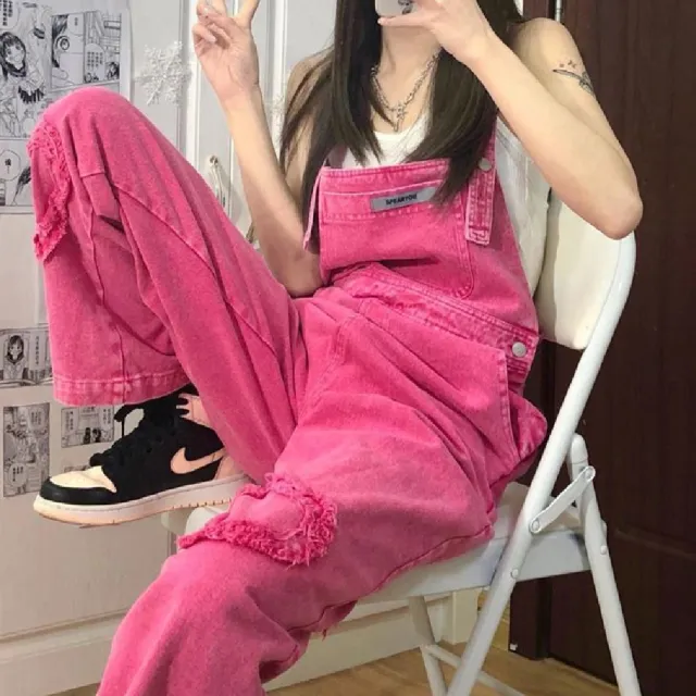 Women's Fashion Casual Baggy Straight Trousers Pink - Shop at LoveMi