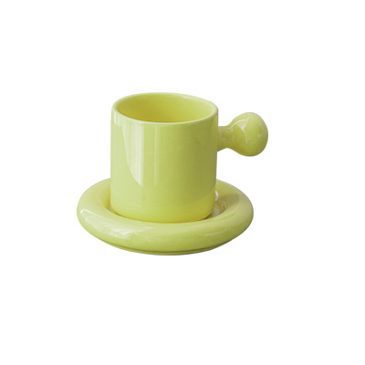 Vitality Egg Yolk Cup Mug and Saucer Set (Yellow-A set)