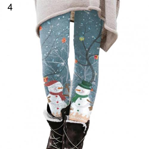 Title 4, Dames elastische broek met print, dunne kerstbroek