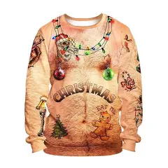Santa Claus Christmas 3D Printed Long Sleeve Round Neck Loose Sweatshirt - Christmas9 - View 1
