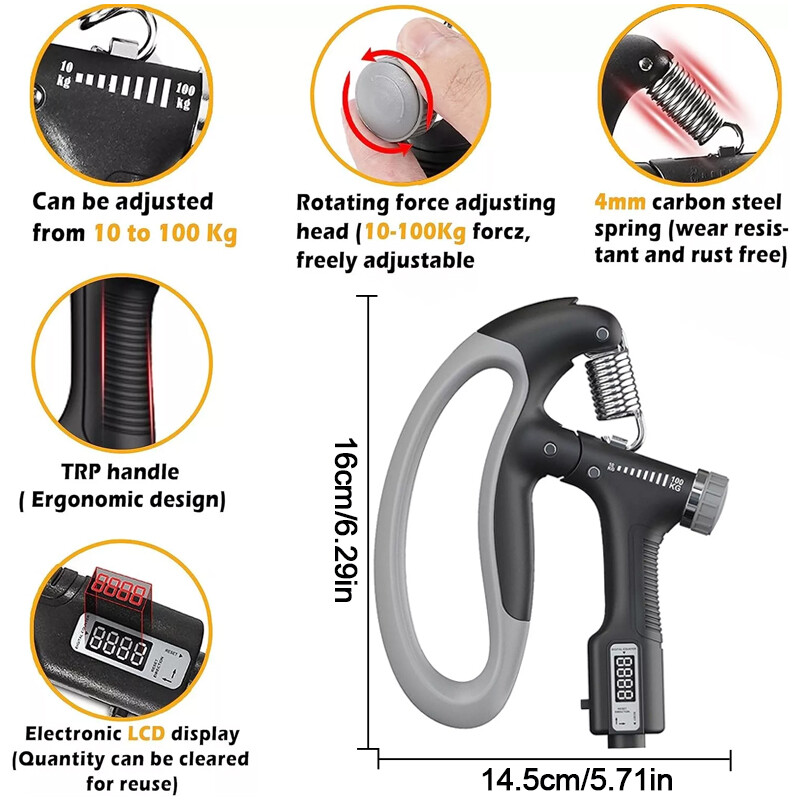 Sport 10-100 Kg Hand Grip Strengthener Adjustable Forearm Wrist Finger Trainer — image 5