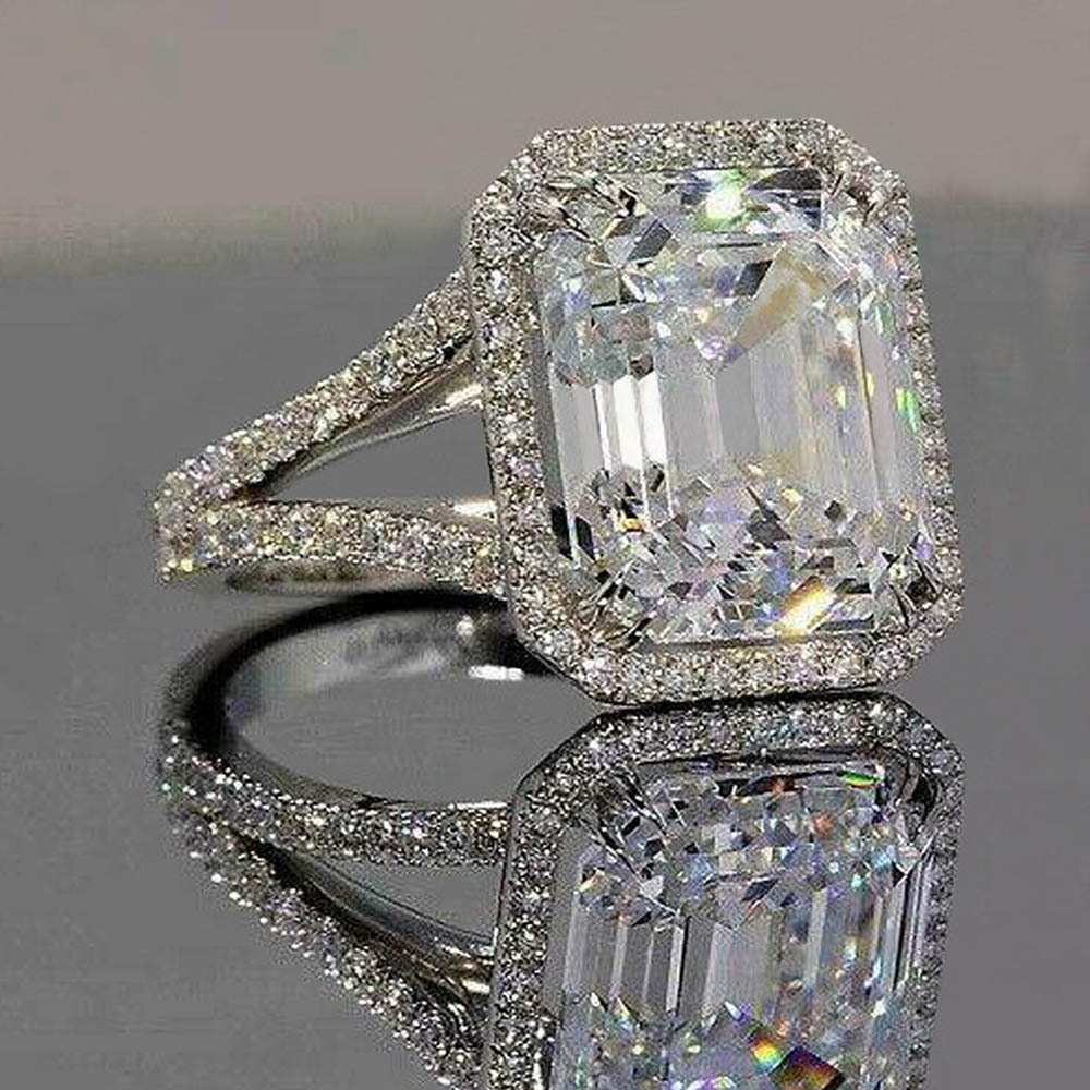 Title 6, Hand Ornament 3A Square Diamond Zircon Ring