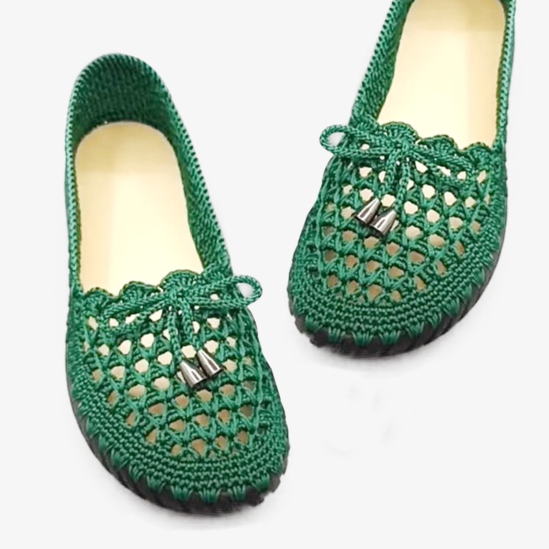Handwoven Summer Cool Hollow Thread Water Grass Flower Bean Shoes
