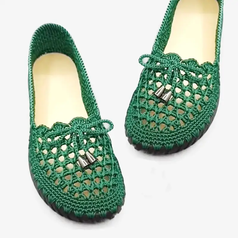 DIY Crochet Slip-On Shoe Making Kit with Rubber Soles and Thread