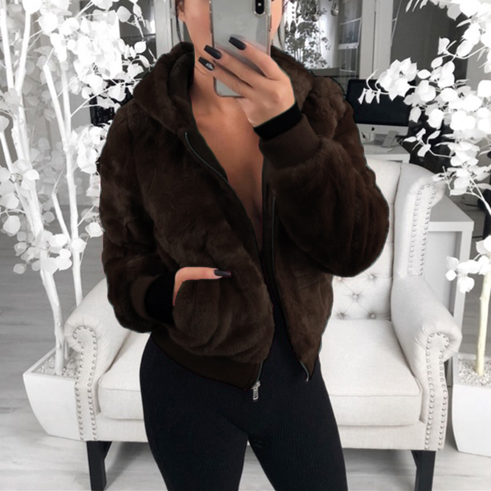 Women's Fox Fur Autumn And Winter Mink Fur Bunny Fur Coat Women Dark Coffee - Shop at LoveMi