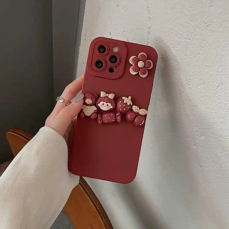 Cute Three-dimensional Bear Girl Phone Case