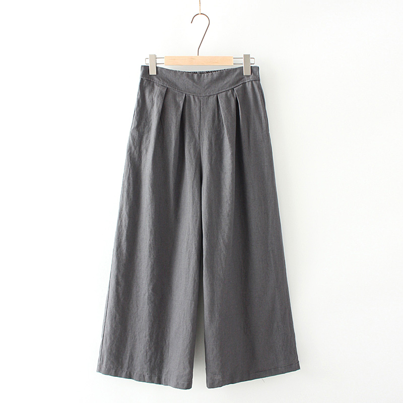 Title 3, Cotton and linen wide-leg cropped trousers