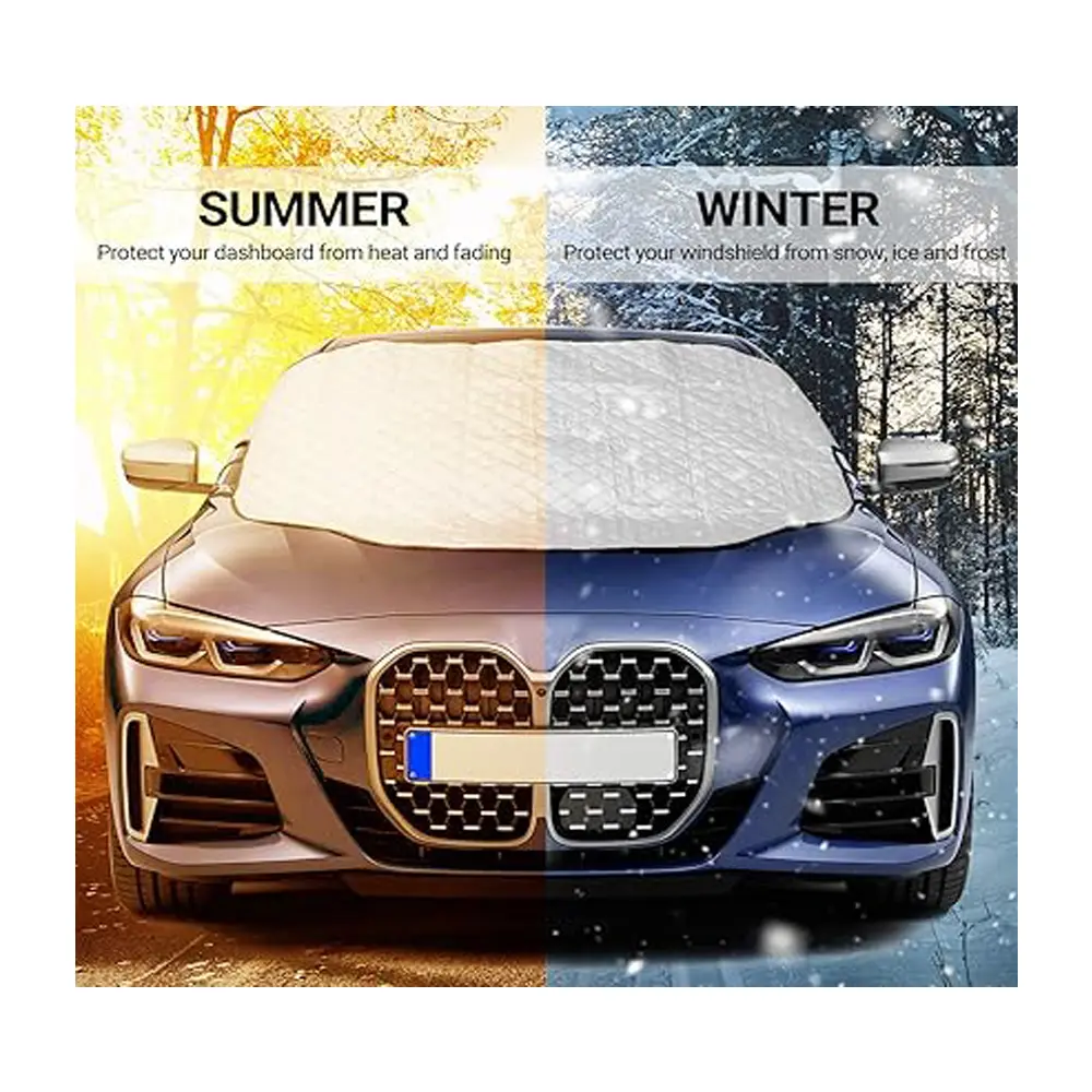 57x 37in Car Windshield Snow Cover,Car Windshield Snow Ice Cover With 4 Layers Protection,Snow,Ice,Sun, Fits Most Cars