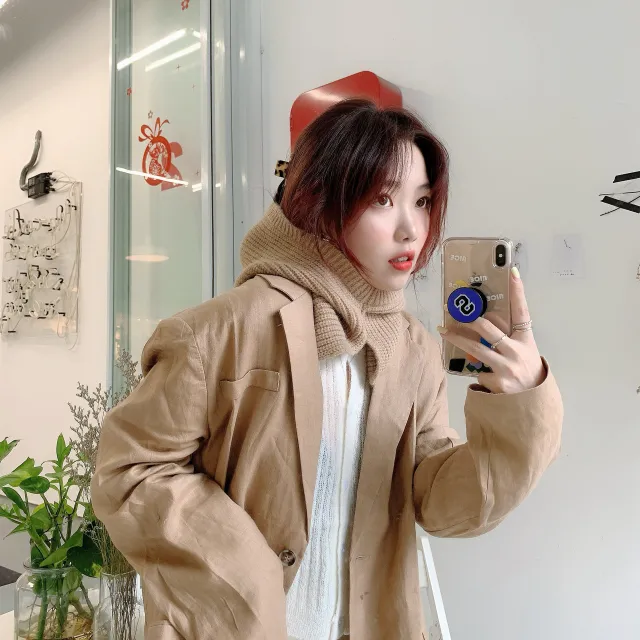 Hat Scarf And Neck One Autumn And Winter Korean Version Of Everything Sweet And Thick Warm Khaki - Shop at LoveMi
