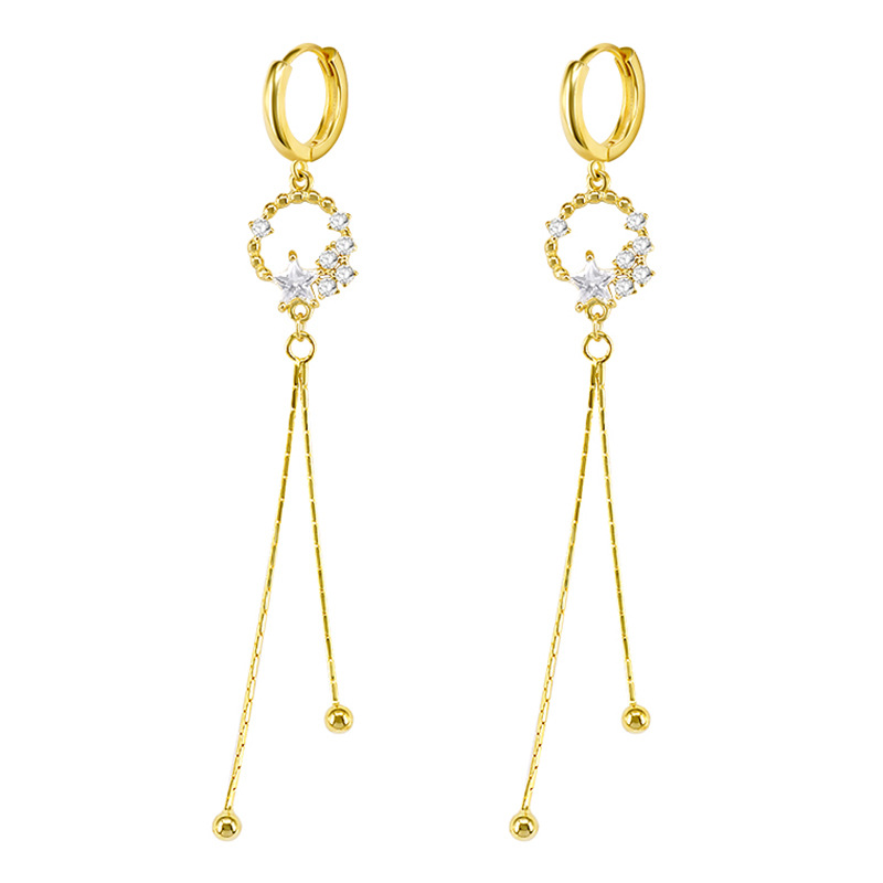 Women's Micro-set Zircon Star Long Tassel Earrings