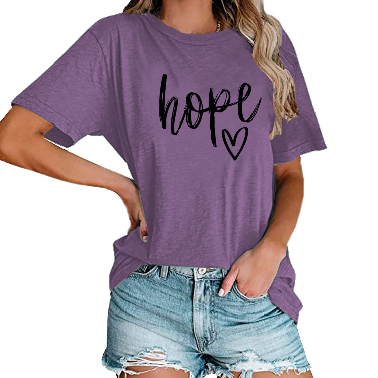 Title 4, Womens HOPE Love Print Loose T-shirt offers ef...