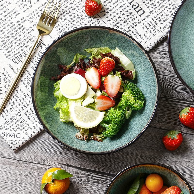 creative-western-food-plate-vegetable-plate-kiln-change-peacock-green-bowl