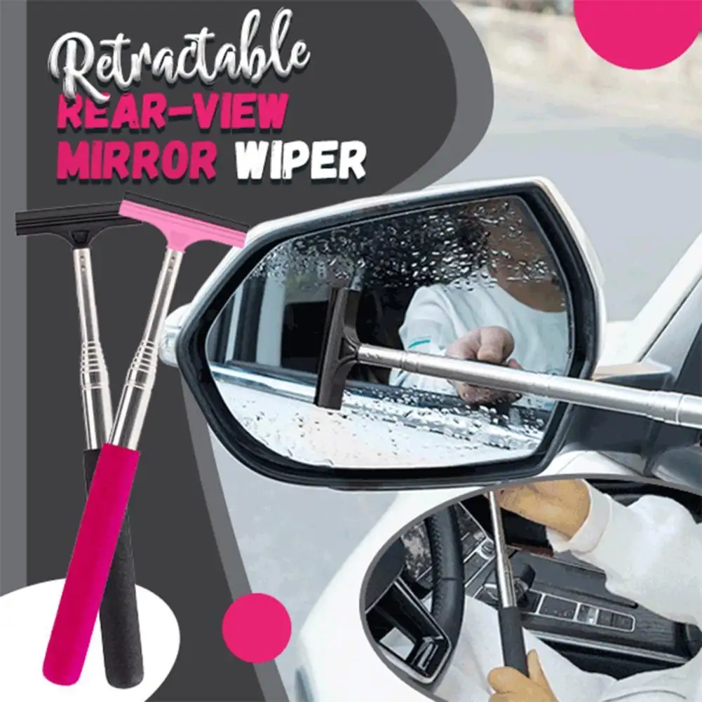 Car Rearview Mirror Wiper Retractable Portable Rainy