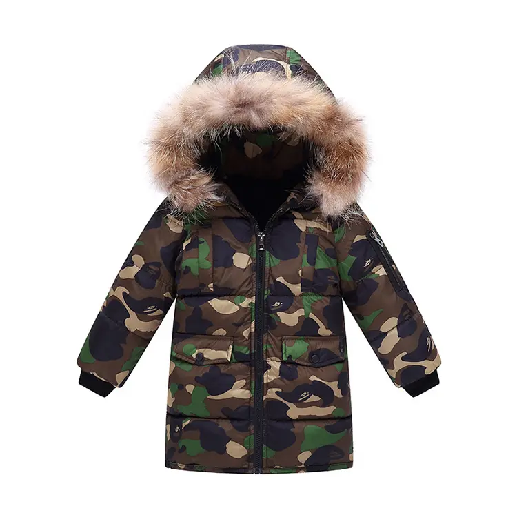 Children's Down And Wadded Jacket Camouflage Fur