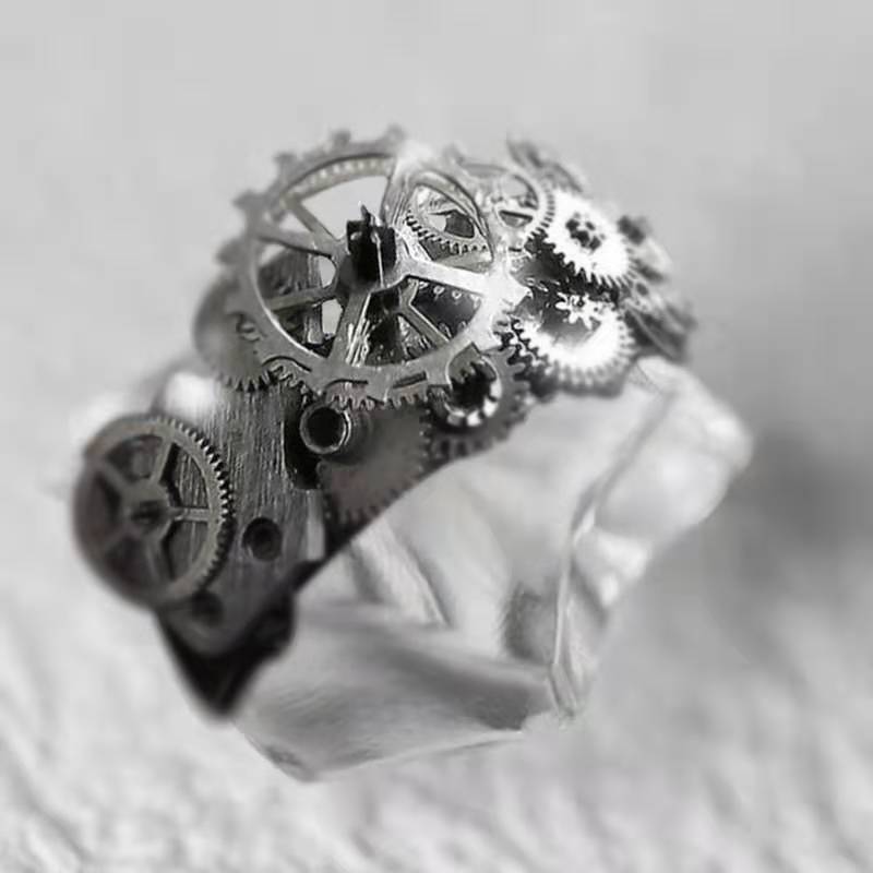 Creative Mechanical Precision Silver Dial Ring