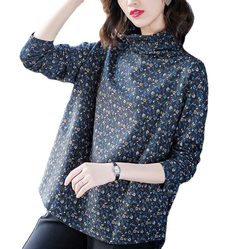 Loose High-neck High-stretch Thin Long-sleeved Simple Top