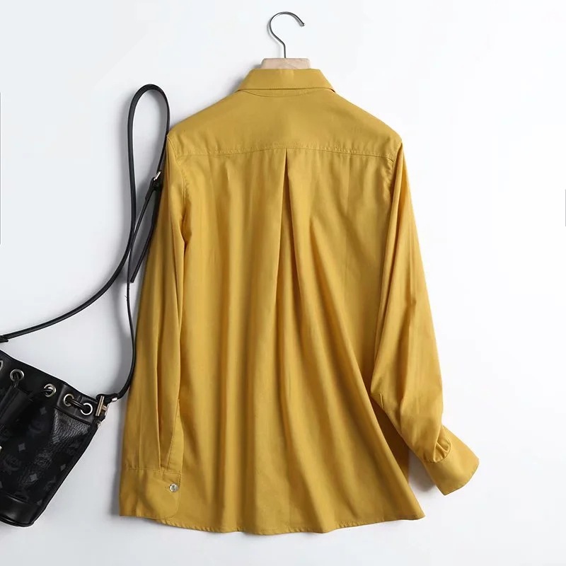 Solid Color Lapel Single Breasted Long Sleeve Casual Shirt
