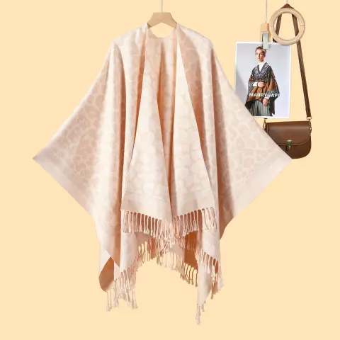 Women's Fashion Classic Leopard Print Tassel Split Shawl