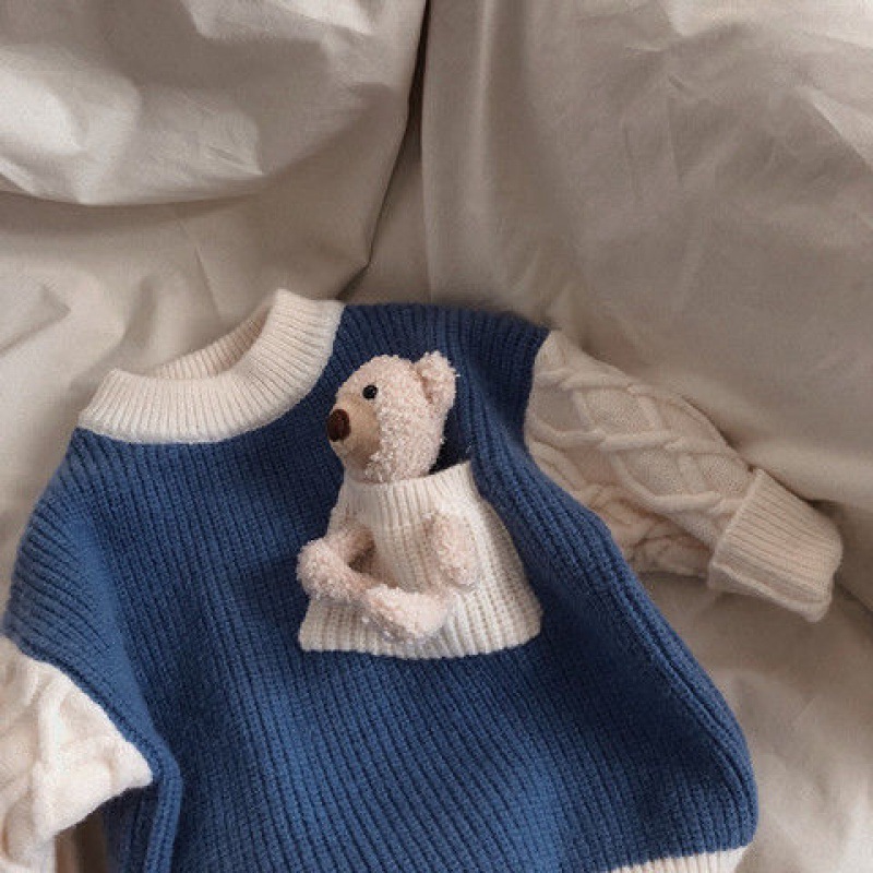 Children's Collision Color Padded Knit Tops