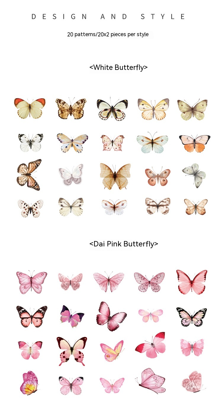 Title 6, PET Sticker Bag Butterfly Nature Series Fresh A...