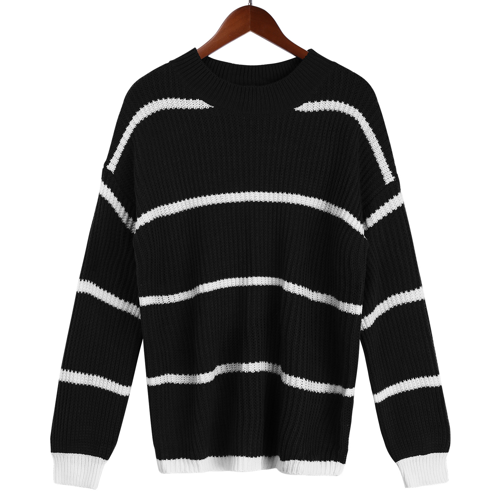 Title 6, Womens Loose Fashion Striped Pullover Knitted ...