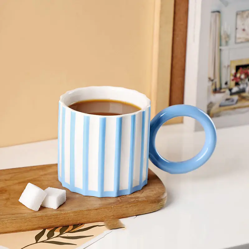 Ceramic Mug High Color Value Ins Stripe Big Ears