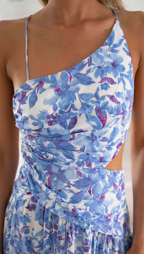 Sleeveless Back Long Dress With Split Hem Blue - Shop at LoveMi