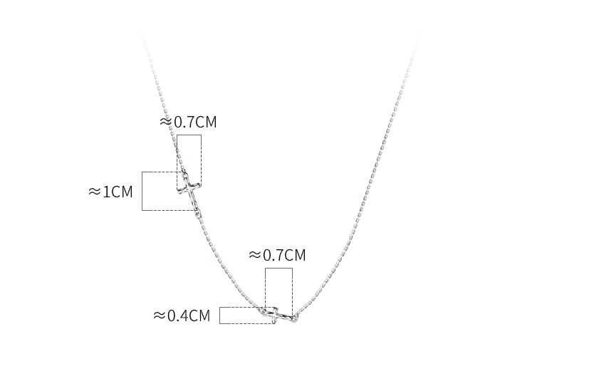 Title 6, S925 Sterling Silver Mini Pleated Cross Necklace