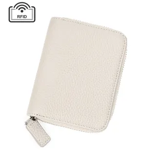 Leather Ins Organ Card Bag Rfid Anti-theft Zipper - White