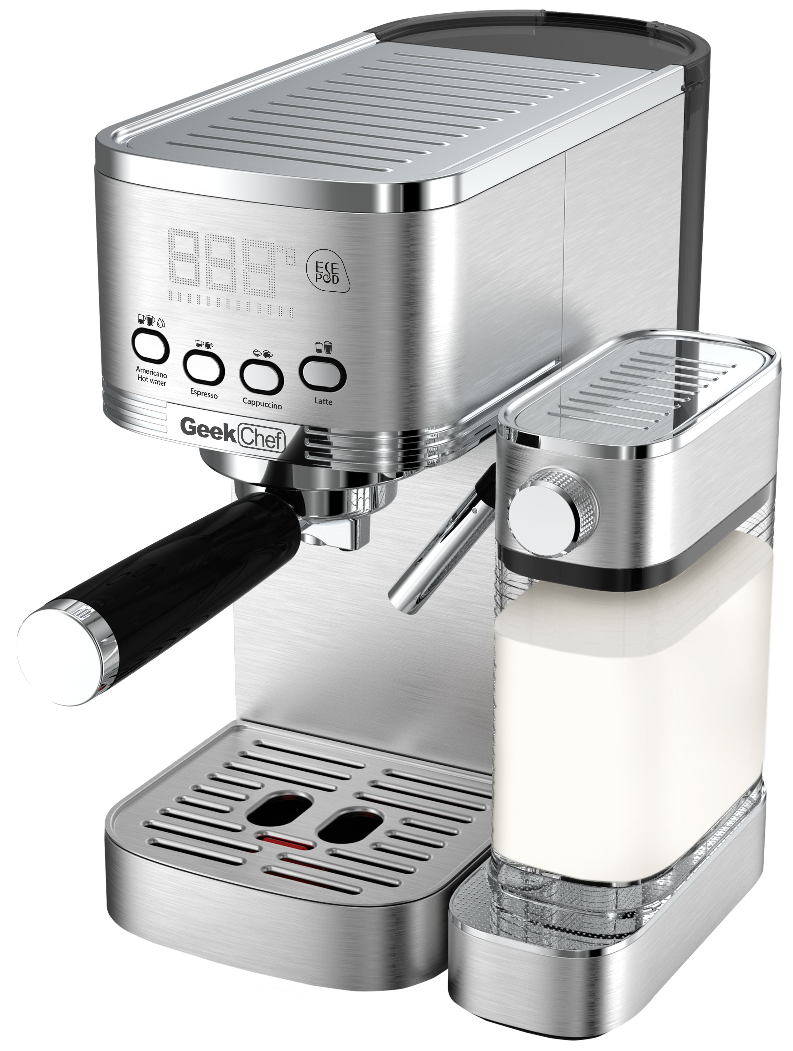 Geek Chef Espresso And Cappuccino Machine With Automatic Milk Frother, 20Bar Espresso Maker For Home, For Cappuccino Or Latte, with ESE POD Filter, Stainless Steel, Gift For Coffee Lover Ban On Amazon