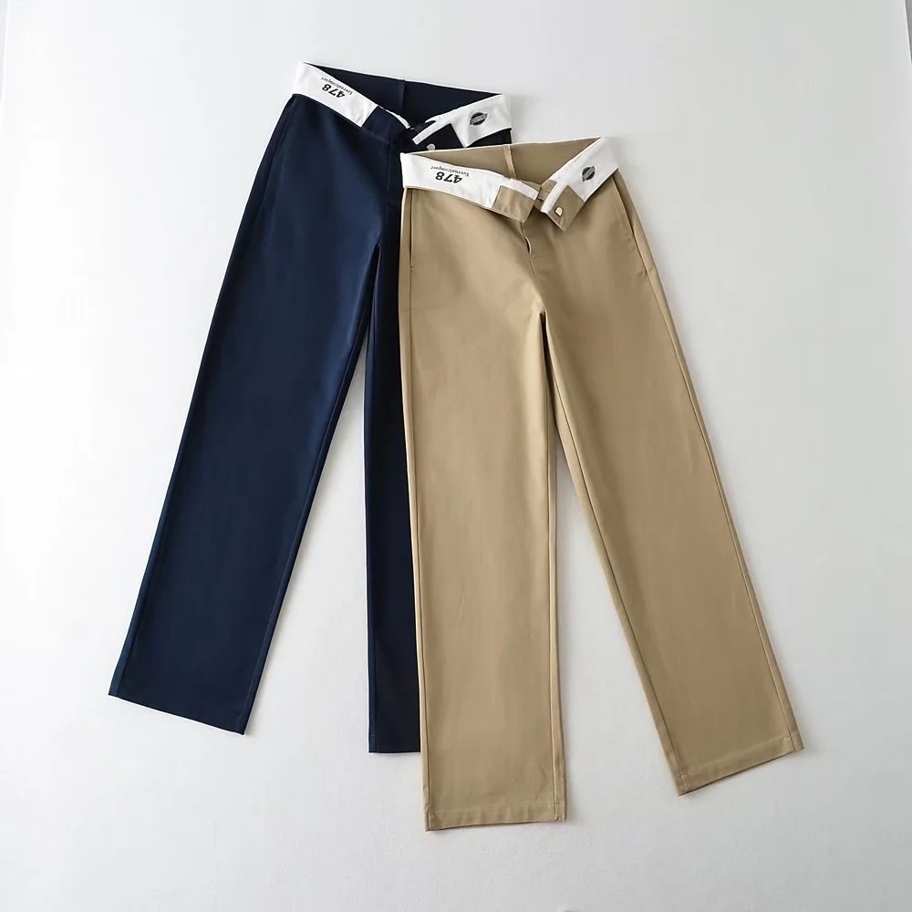 Title 7, Pantalon large femme taille retournée coupe amp...