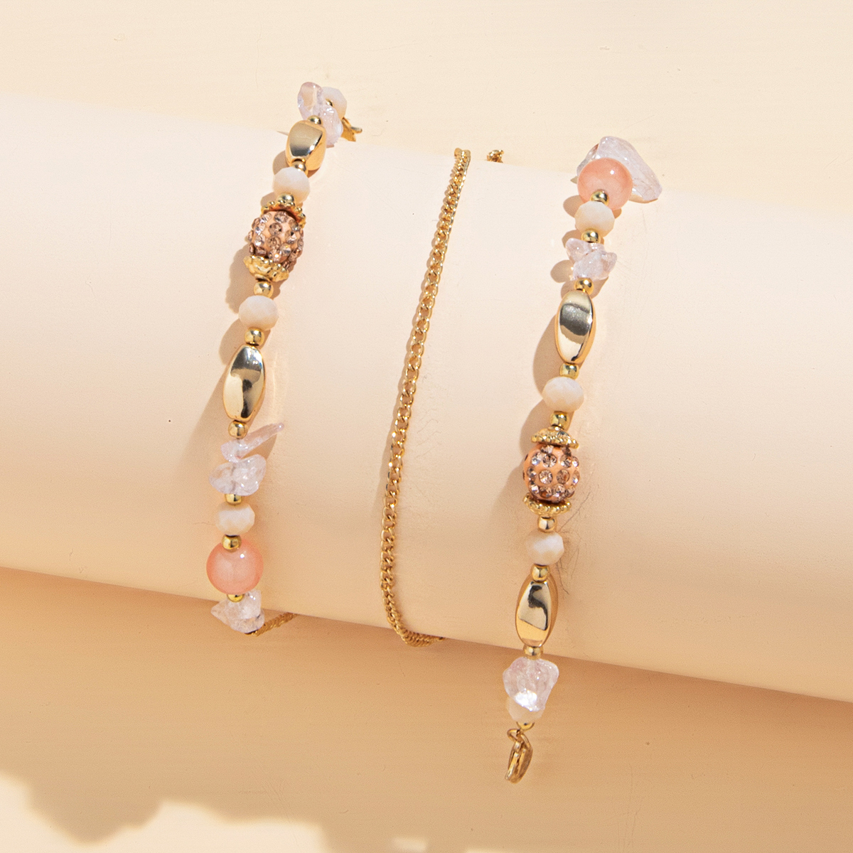 Crystal Anti drop Fashionable Beaded Glasses String Necklaces Pink - Shop at LoveMi