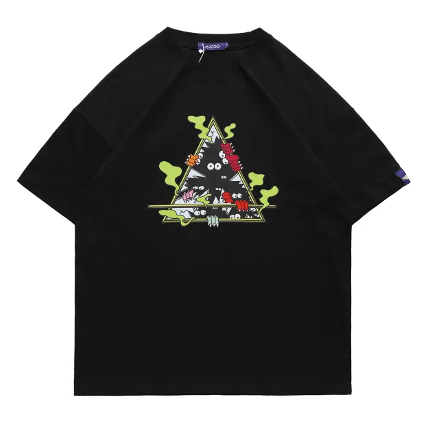 Creative Graphic Printing Loose Casual Street Unisex T Shirt Women Black - Shop at LoveMi