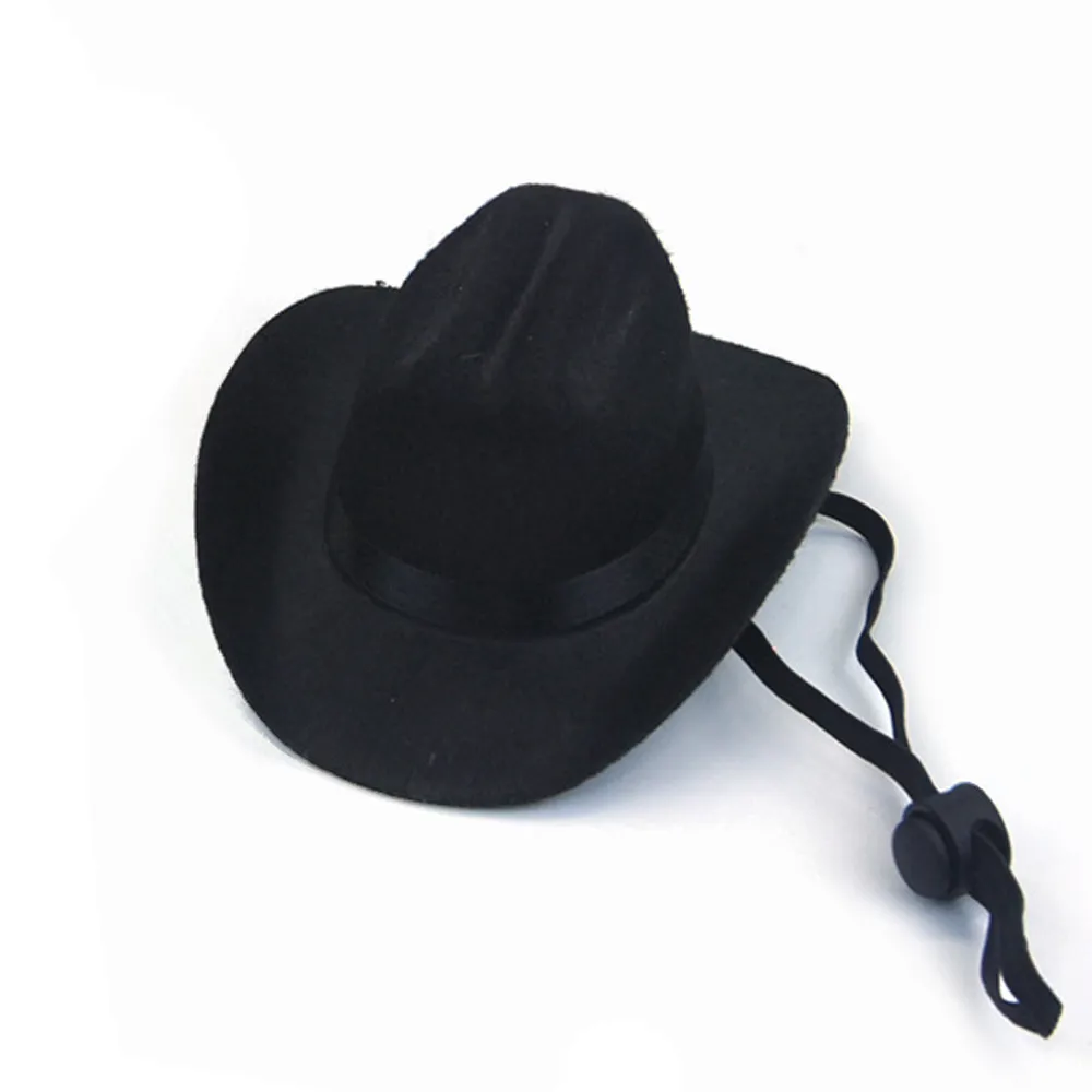 Pet Dog Cowboy Hat Headgear Cat Funny Headwear Outdoor Adjustable Dog Caps Performance Photo Props Cosplay Accessories - Black
