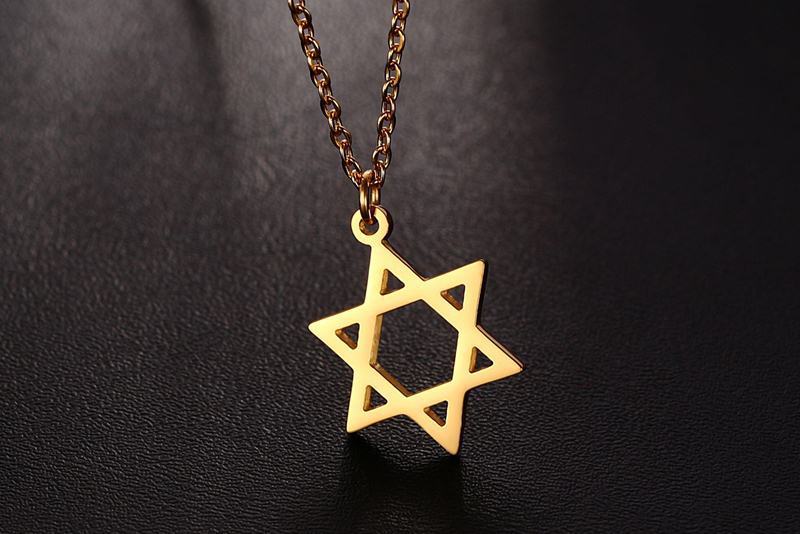 Titanium Steel Six-pointed Star Necklace Gold