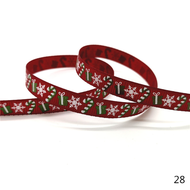 Size 5 10mm Christmas Ribbon Printed Grosgrain Ribbon